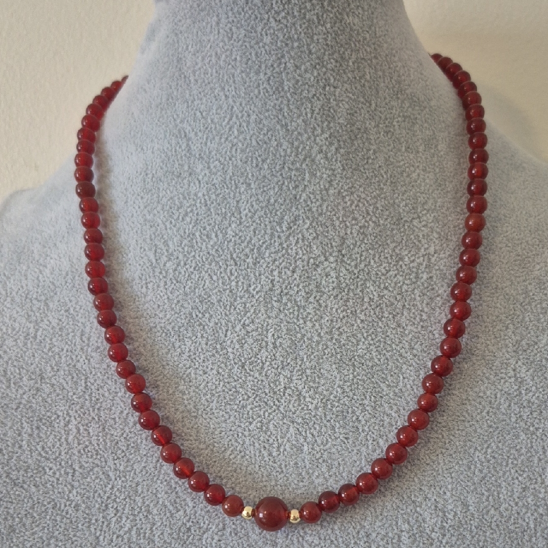 Natural Red Agate Choker, Matching Braclet